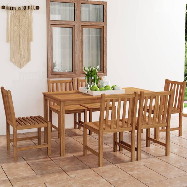 vidaXL 7-delers hagespisesett 160x80 cm heltre teak