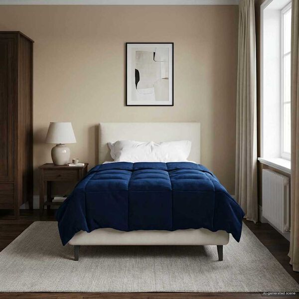 vidaXL Vinter Dynen Quilted M&oslash;rkebl&aring; 155 x 200 cm Mikrofiber