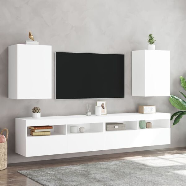 vidaXL Vegghengt TV-benk hvit 40,5x30x60 cm konstruert tre