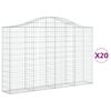 vidaXL Gabionkurver buede 20 stk 200x30x120/140 cm galvanisert jern