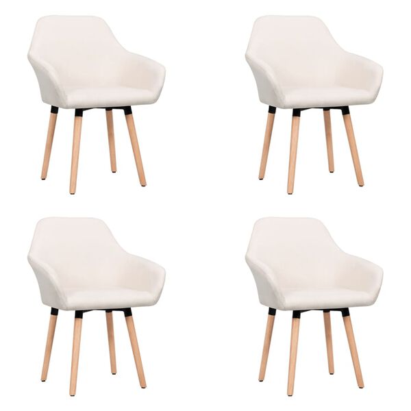 vidaXL Spisestoler 4 stk kremhvit stoff