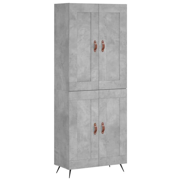vidaXL Highboard betonggr&aring; 69,5x34x180 cm konstruert tre