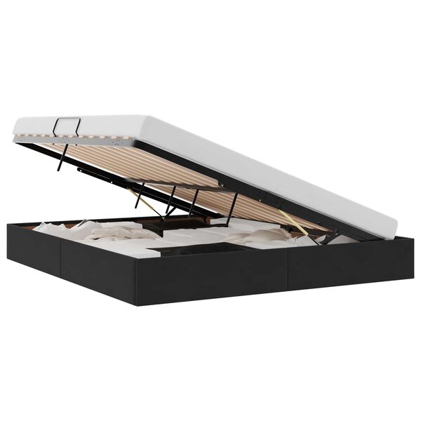 vidaXL Seng med Oppbevaring med madrass Svart 160 x 200 cm Fl&oslash;yel