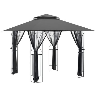 vidaXL Paviljong med sidevegger antrasitt 300x300x270 cm stål