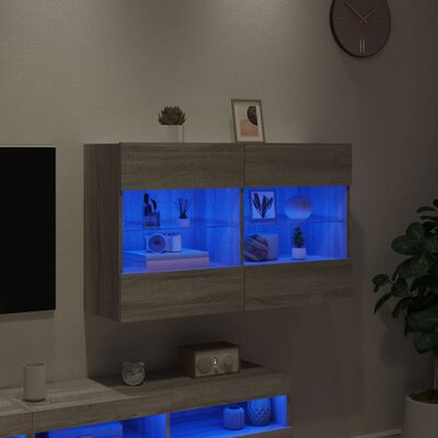 vidaXL Vegghengt TV-benk med LED grå sonoma 98,5x30x60,5 cm