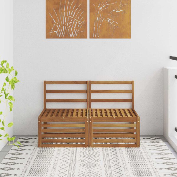 vidaXL 2 Stk Ute Midt Sofa Solid akasietre Naturlig 118 x 63 x 73 cm