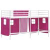 vidaXL Kiddos Loft Senge Ramme med Gardiner Hvit og Rosa 100 x 190 cm