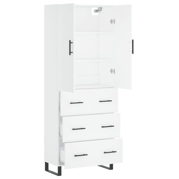 vidaXL Highboard hvit 69,5x34x180 cm konstruert tre