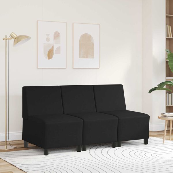 vidaXL | Modul Sofa Enhet Armfri | Svart 55 x 74 x 82 cm Kunstl&aelig;r