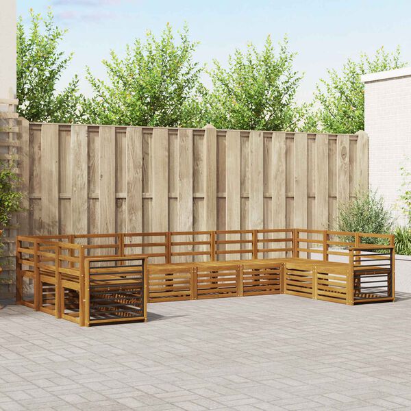 vidaXL Sofasett 10 pcs Naturlig Solid akasietre