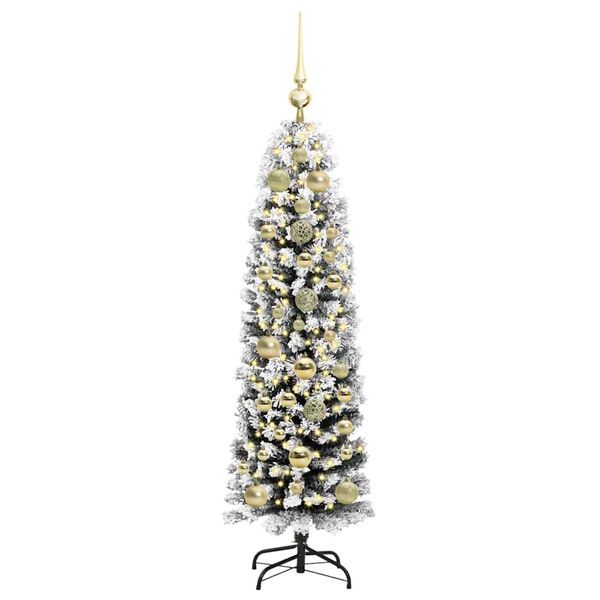 vidaXL Kunstig juletre med 150 LED gr&oslash;nn 150 cm PVC og st&aring;l og plast
