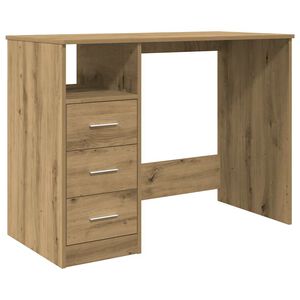 vidaXL Skrivebord artisan eik 102x50x76 cm konstruert tre