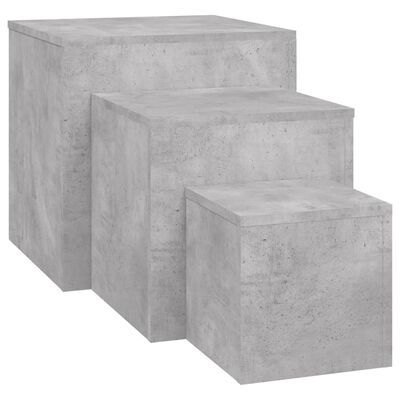 vidaXL Sidebord 3 stk betonggrå sponplate
