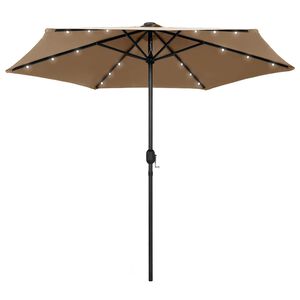 vidaXL Hageparasoll med LED-lys og aluminiumsstang 270 cm gr&aring;brun