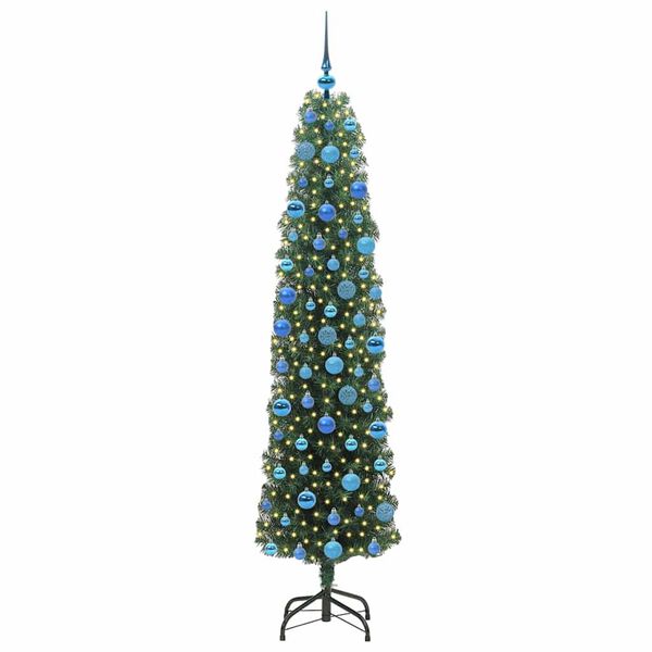 vidaXL Kunstig juletre med 300 LED grønn 180 cm PVC og stål og plast