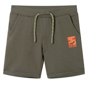 Barneshorts med snor mørkekaki 92