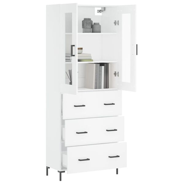 vidaXL Highboard hvit 69,5x34x180 cm konstruert tre