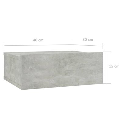 vidaXL Flytende nattbord 2 stk betonggrå 40x30x15 cm sponplate