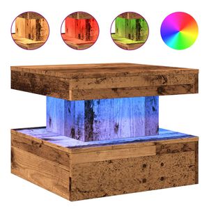 vidaXL Salongbord med LED-lys gammelt tre 50x50x40 cm