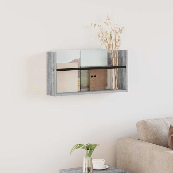 vidaXL Magasinreol med hylle Gr&aring; Sonoma 60 x 12 x 30 cm Konstruert tre