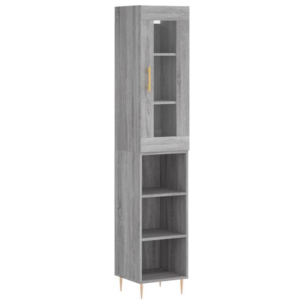 vidaXL Highboard gr&aring; sonoma 34,5x34x180 cm konstruert tre