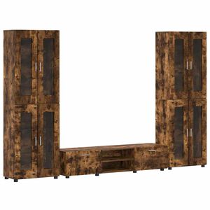 vidaXL TV-benksett med skuff med hylle FLORIN R&oslash;kt eik Konstruert tre