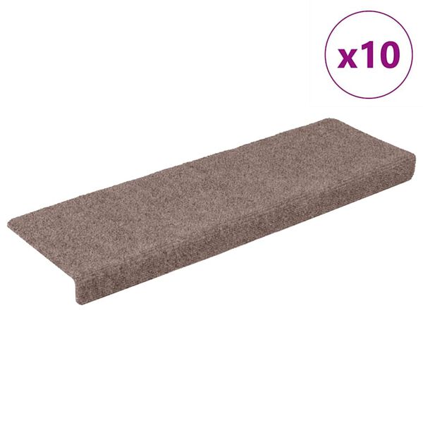 vidaXL Trappematter selvklebende 10 stk 65x21x4 cm lysebrun rektangul&aelig;r kant