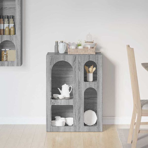 vidaXL Serviesskap Gr&aring; Sonoma 59 x 35 x 80.5 cm Konstruert tre