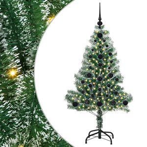 vidaXL Kunstig Julesekk Sn&oslash; Flocket med LED Lys Gr&oslash;nn og hvit 120 cm