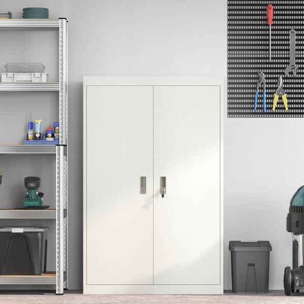 vidaXL Oppbevaringsskap 2 pcs Hvit 90 x 40 x 140 cm St&aring;l