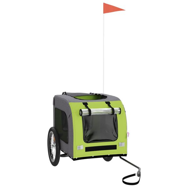 vidaXL Kjæledyrsykkelhenger grønn og grå oxfordstoff og jern