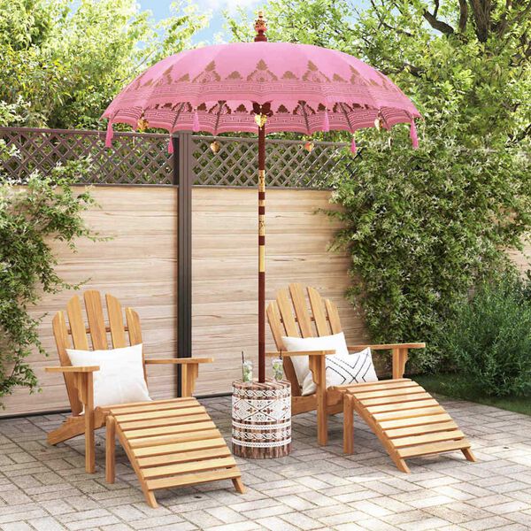 vidaXL Balinesisk parasoll med base Rosa 185 x 185 x 260 cm