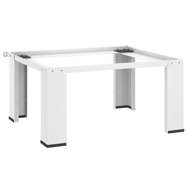 vidaXL Dobbel vaskemaskin sokkel med uttrekkbare hyller hvit