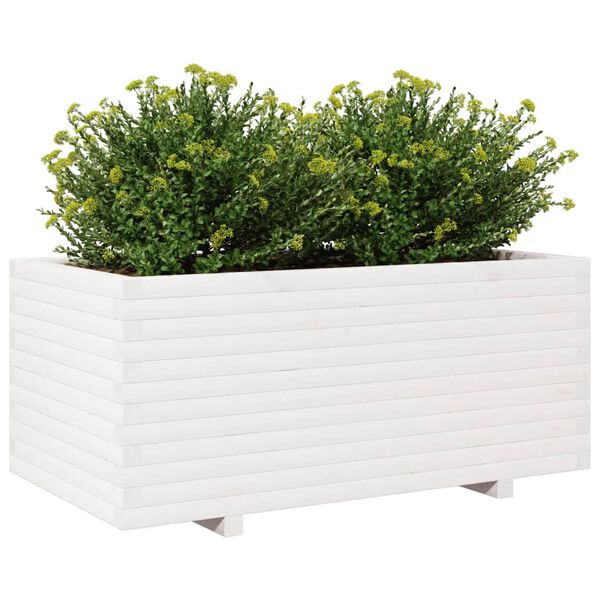 vidaXL Plantekasse hvit 110x60x49,5 cm heltre furu