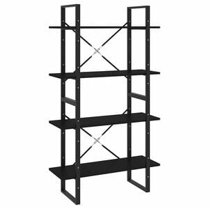 vidaXL Bokhylle 4 niv&aring;er svart 80x30x140 cm konstruert tre