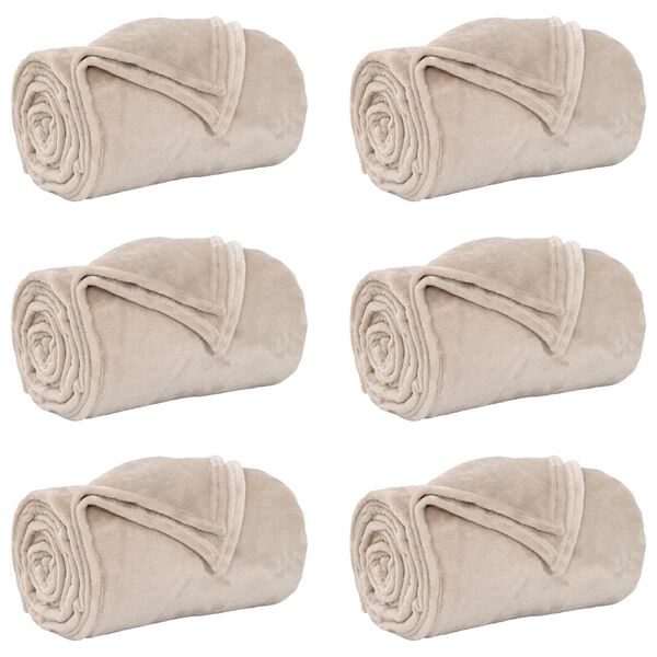 vidaXL Kastepledd 6 pcs Beige 150 x 200 cm Fleece