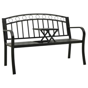 vidaXL Hagebenk med bord svart 120 cm st&aring;l