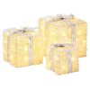 vidaXL Belyst julegaveeske 3 stk. 64 LED-lys Varmhvit