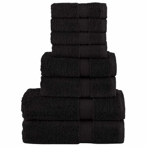 vidaXL Premium h&aring;ndklesett 8 deler SOLUND svart 600 g/m2