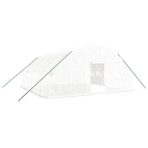 vidaXL Drivhus med st&aring;lramme hvit 36 m&sup2; 6x6x2,85 m