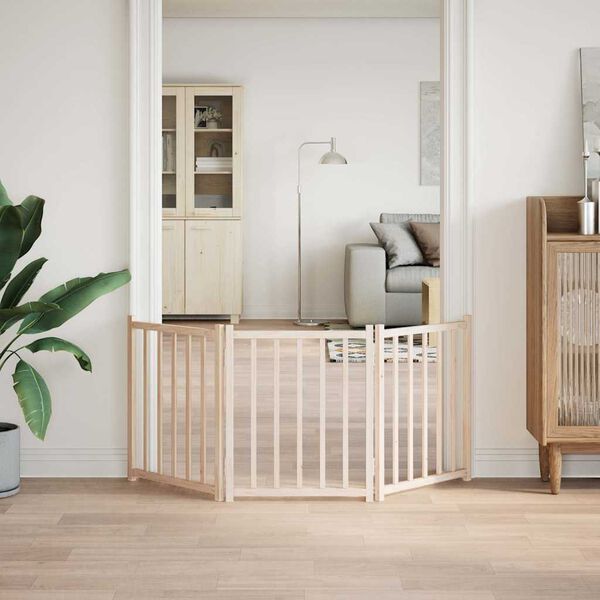 vidaXL Hundeport sammenleggbar 3 paneler 150 cm heltre gran