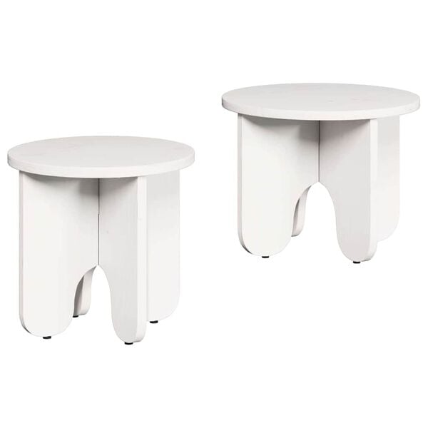 vidaXL Kaffebord 2 pcs Hvit Massivt furutre