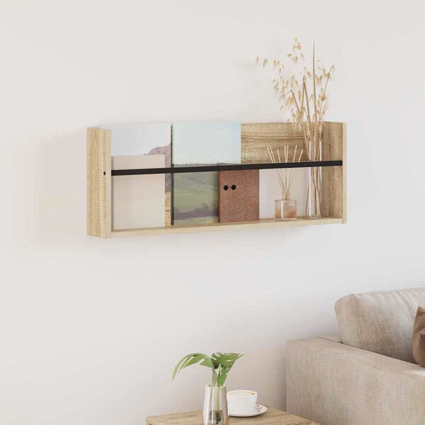vidaXL Magasinreol med hylle Sonoma eik 80 x 12 x 30 cm Konstruert tre