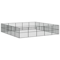 vidaXL Lekegrind for hunder 20 paneler svart galvanisert stål