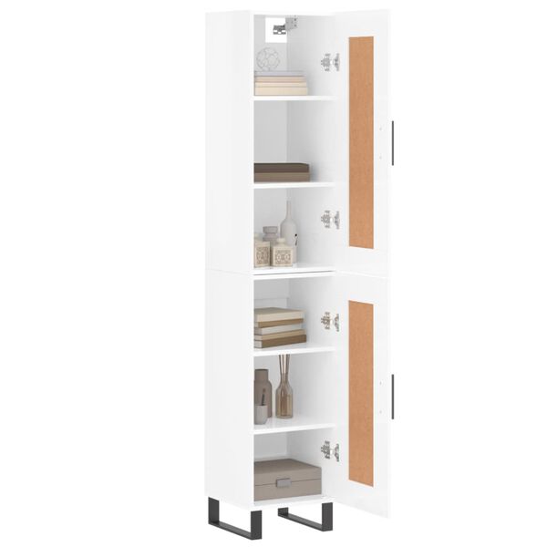 vidaXL Highboard h&oslash;yglans hvit 34,5x34x180 cm konstruert tre