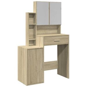 vidaXL Sminkebord med skap sonoma eik 80x35x132 cm