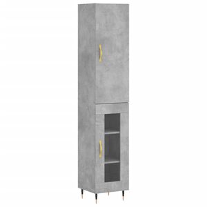 vidaXL Highboard betonggr&aring; 34,5x34x180 cm konstruert tre
