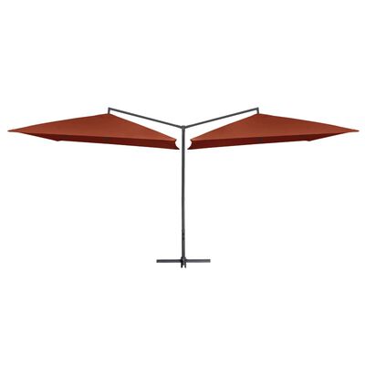 vidaXL Dobbel parasoll med stålstang 250x250 cm terrakotta