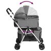 vidaXL Hundevogn 2-lags sammenleggbar grå 83x48x97 cm oxford-stoff
