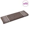 vidaXL Selvlimende trappematter 15 pcs Brun 65 x 21 x 4 cm